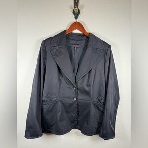 Escada Womens Black Button Closure Blazer Size 44 US Size L Pockets Minimalist